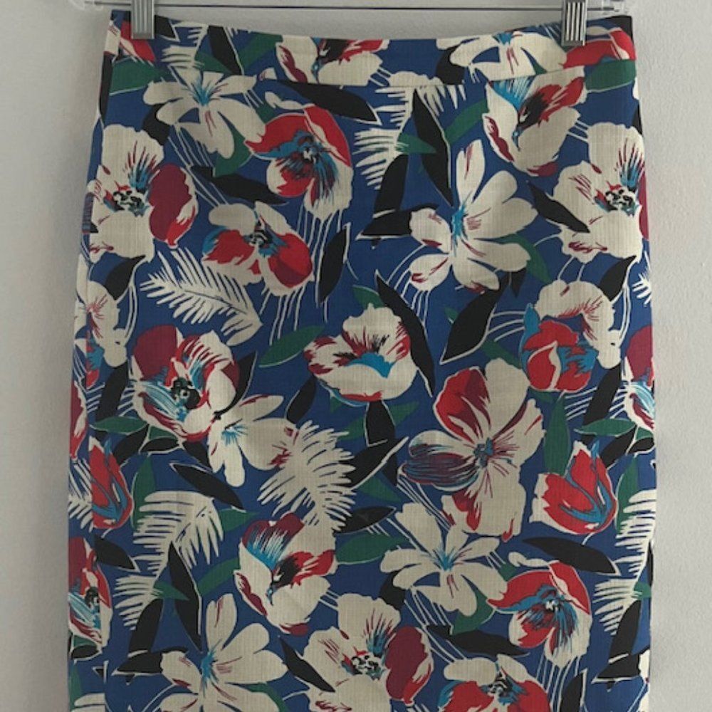 J. Crew Floral Pencil Skirt - Blue and Red - Picture 11 of 15